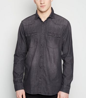 Image of Only & Sons Black Denim Shirt New Look