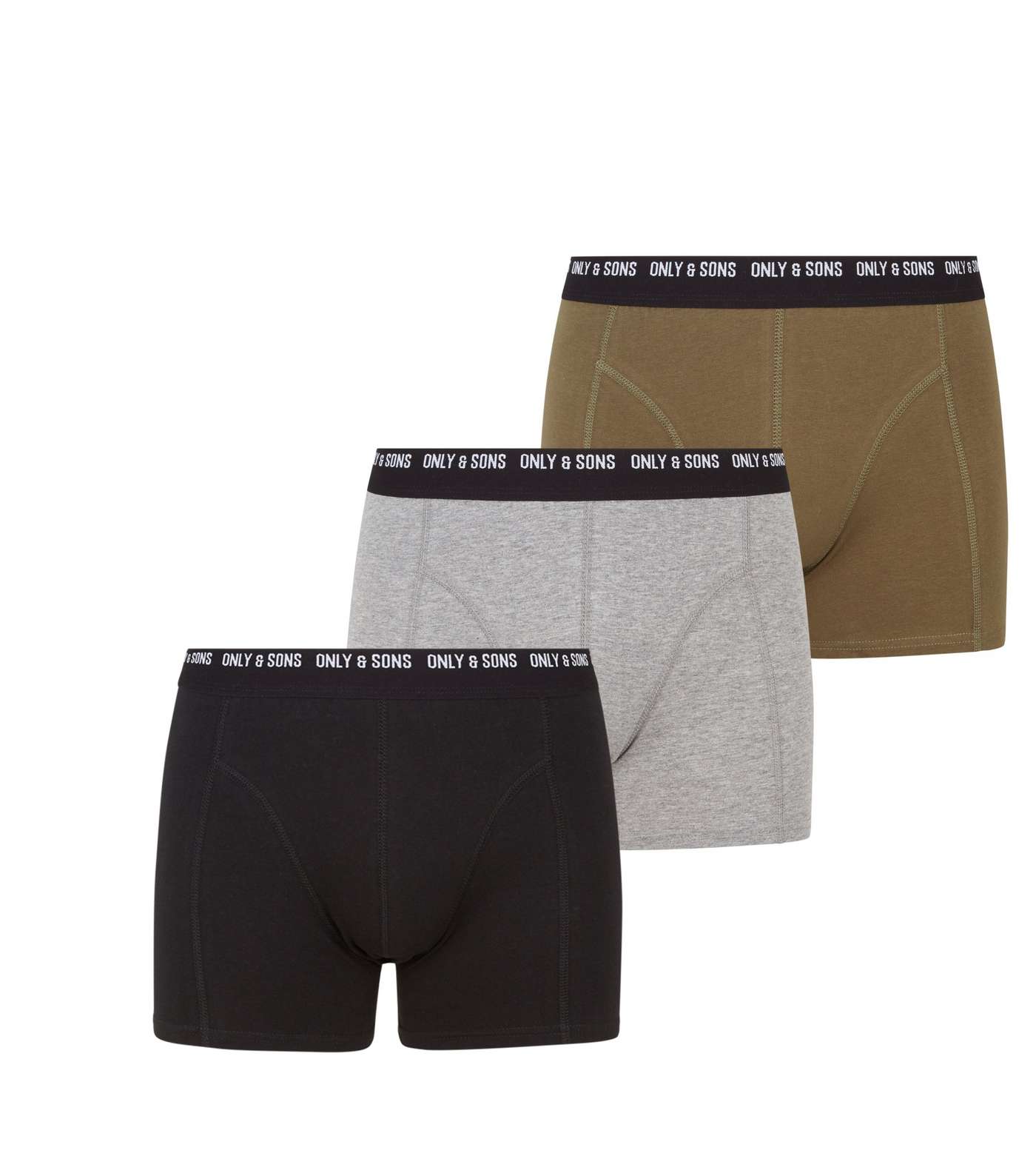 Only & Sons 3 Pack Khaki Boxers Image 2