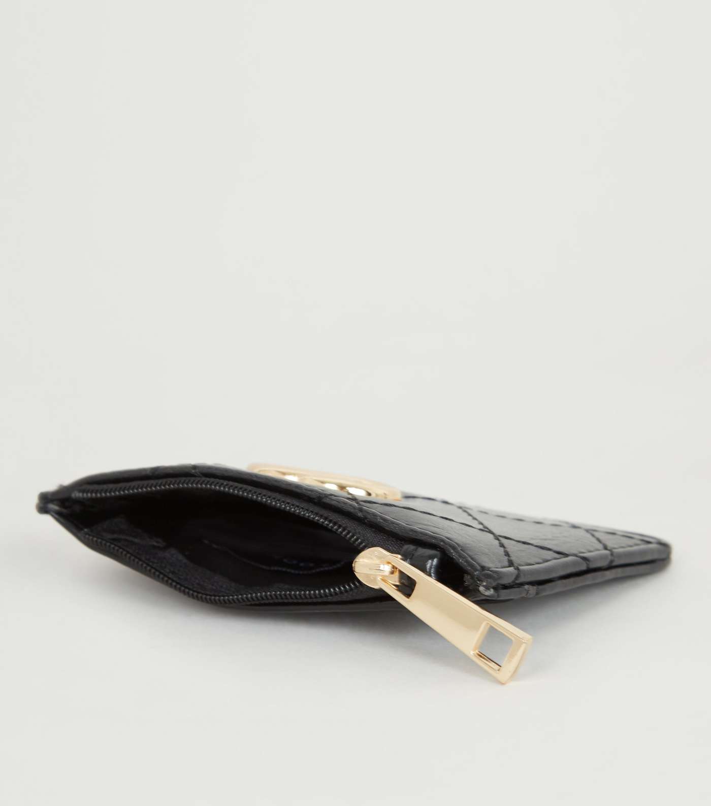 Black Leather-Look Quilted Card Holder Image 2