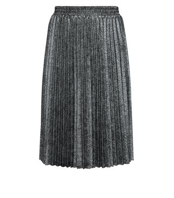 Black glitter pleated clearance skirt new look