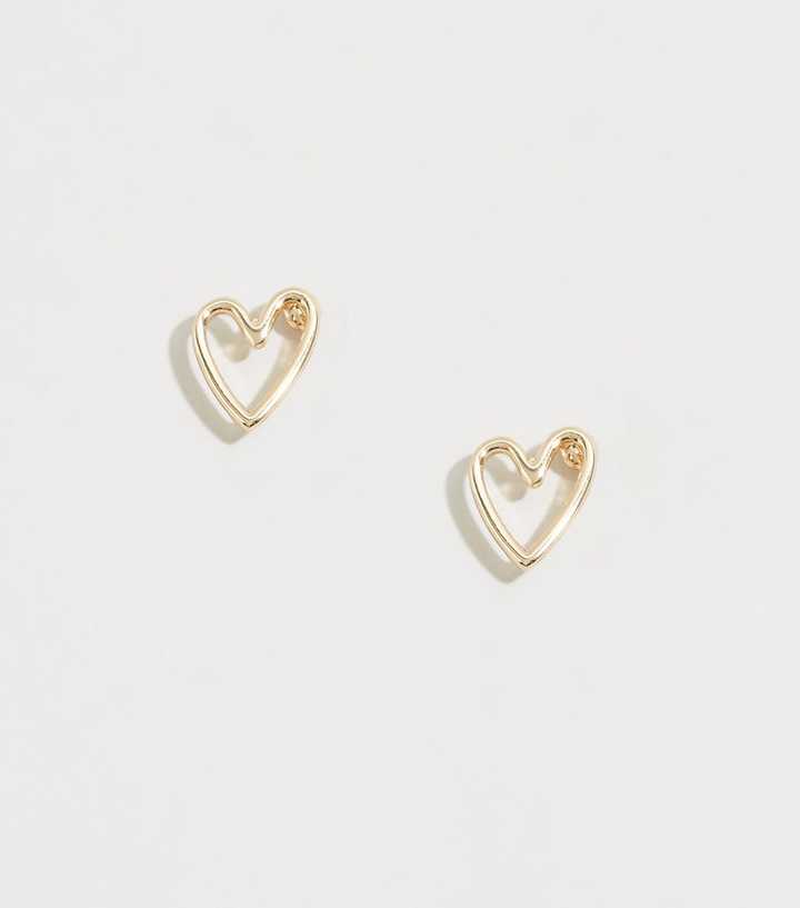 Gold Abstract Heart Stud Earrings