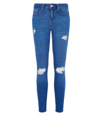 Girls Bright Blue Ripped Jenna Skinny 