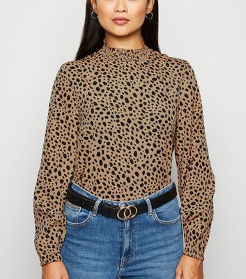leopard high neck top
