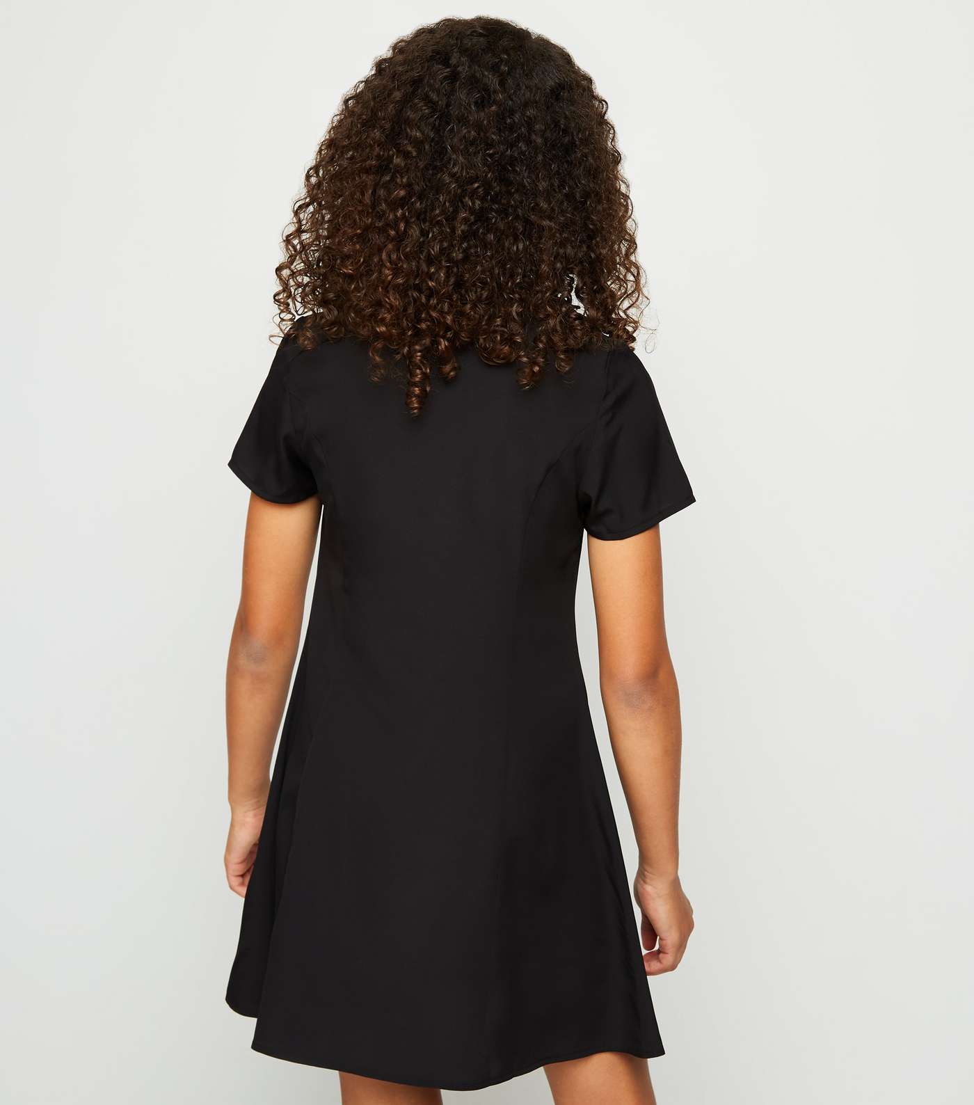 Girls Black Plain Tea Dress Image 3