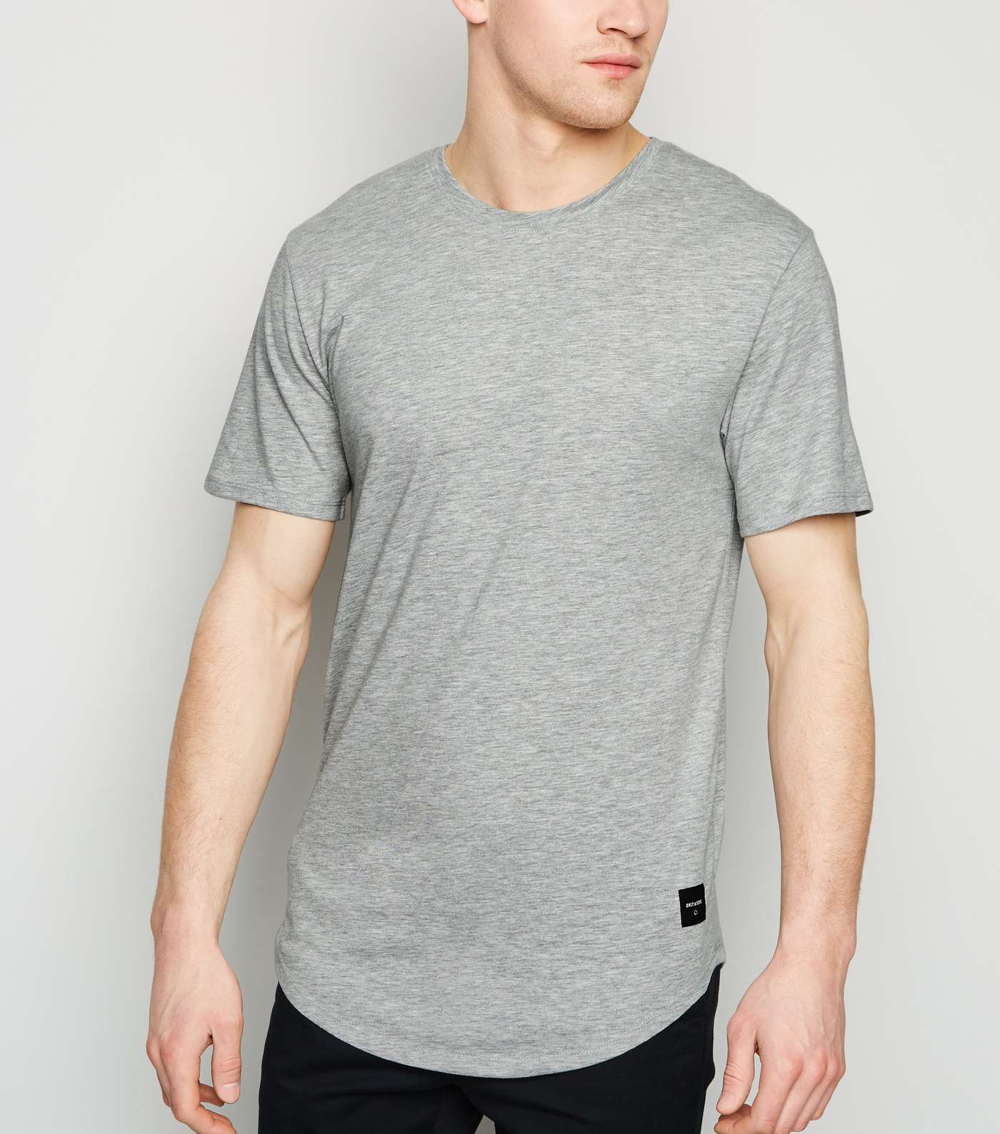 Only & Sons Grey Marl Long Logo T-Shirt