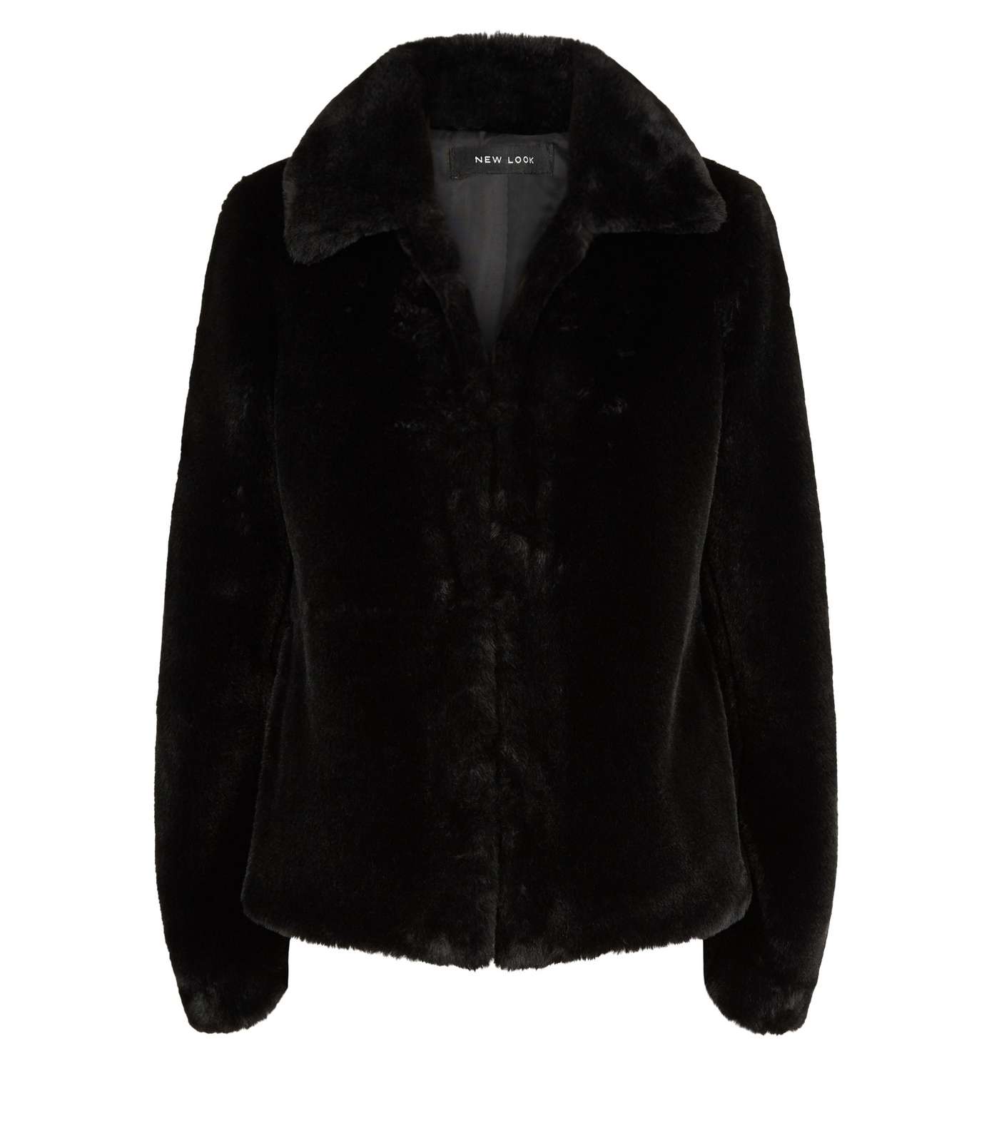 Black Faux Fur Collared Coat Image 4