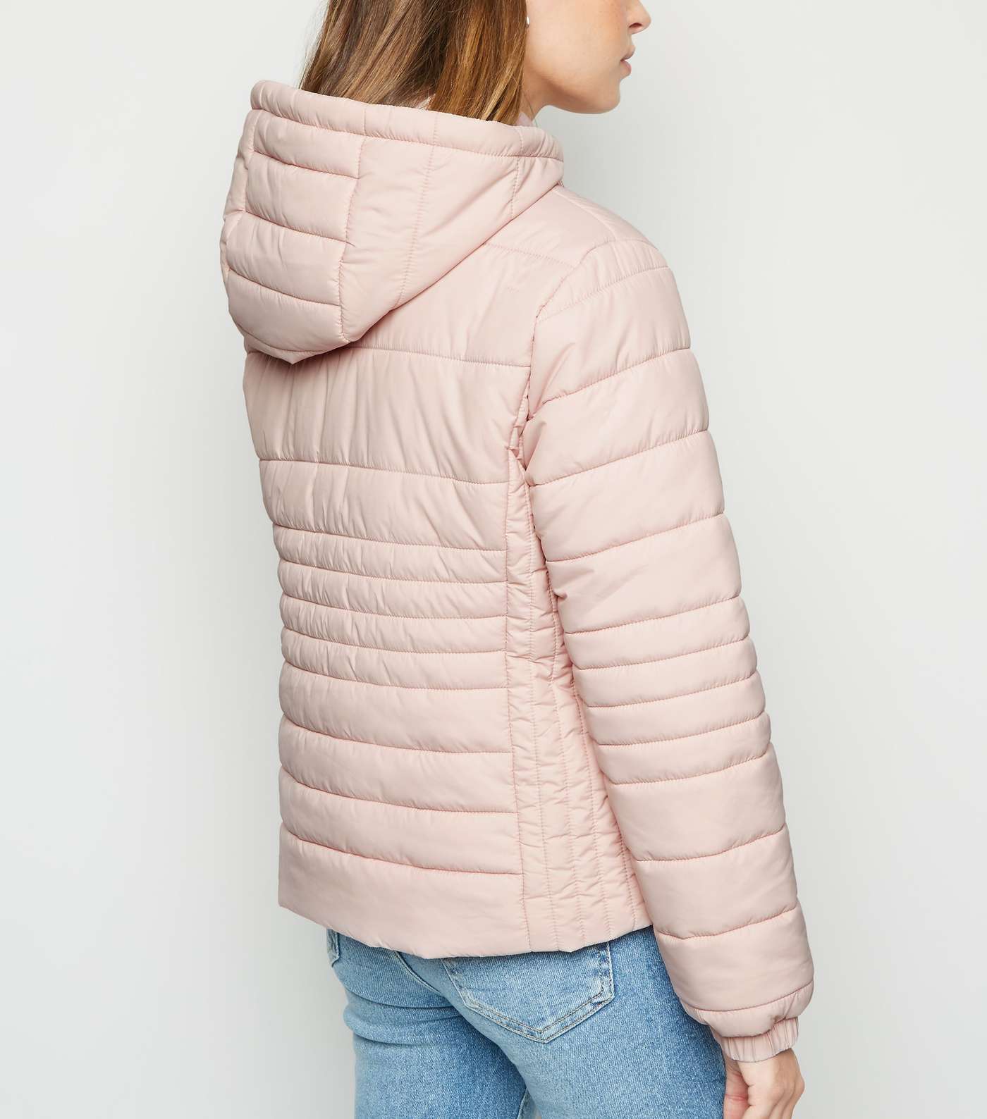 Petite Pale Pink Hooded Lightweight Puffer Jacket Image 3