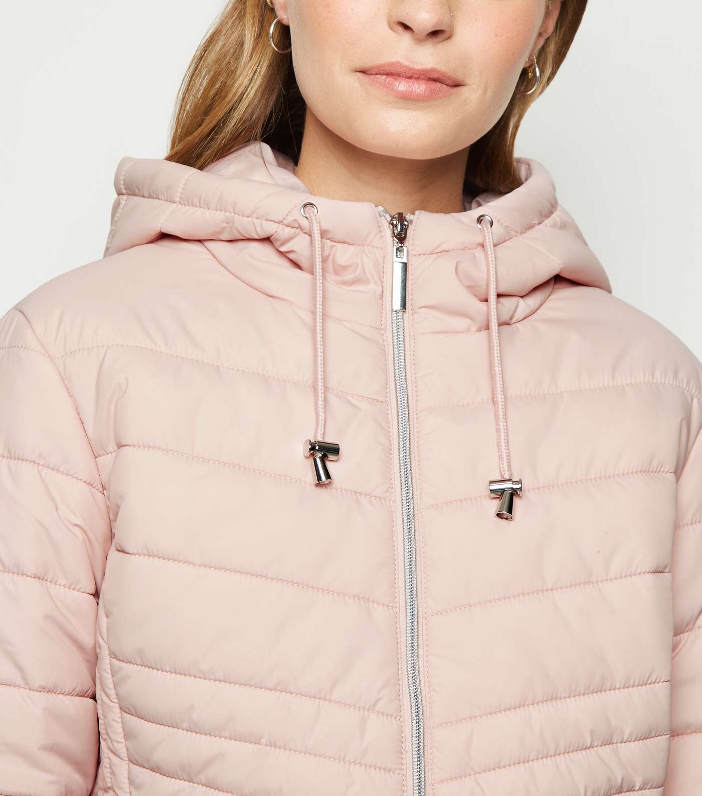 Petite Pale Pink Hooded Lightweight Puffer Jacket Image 5