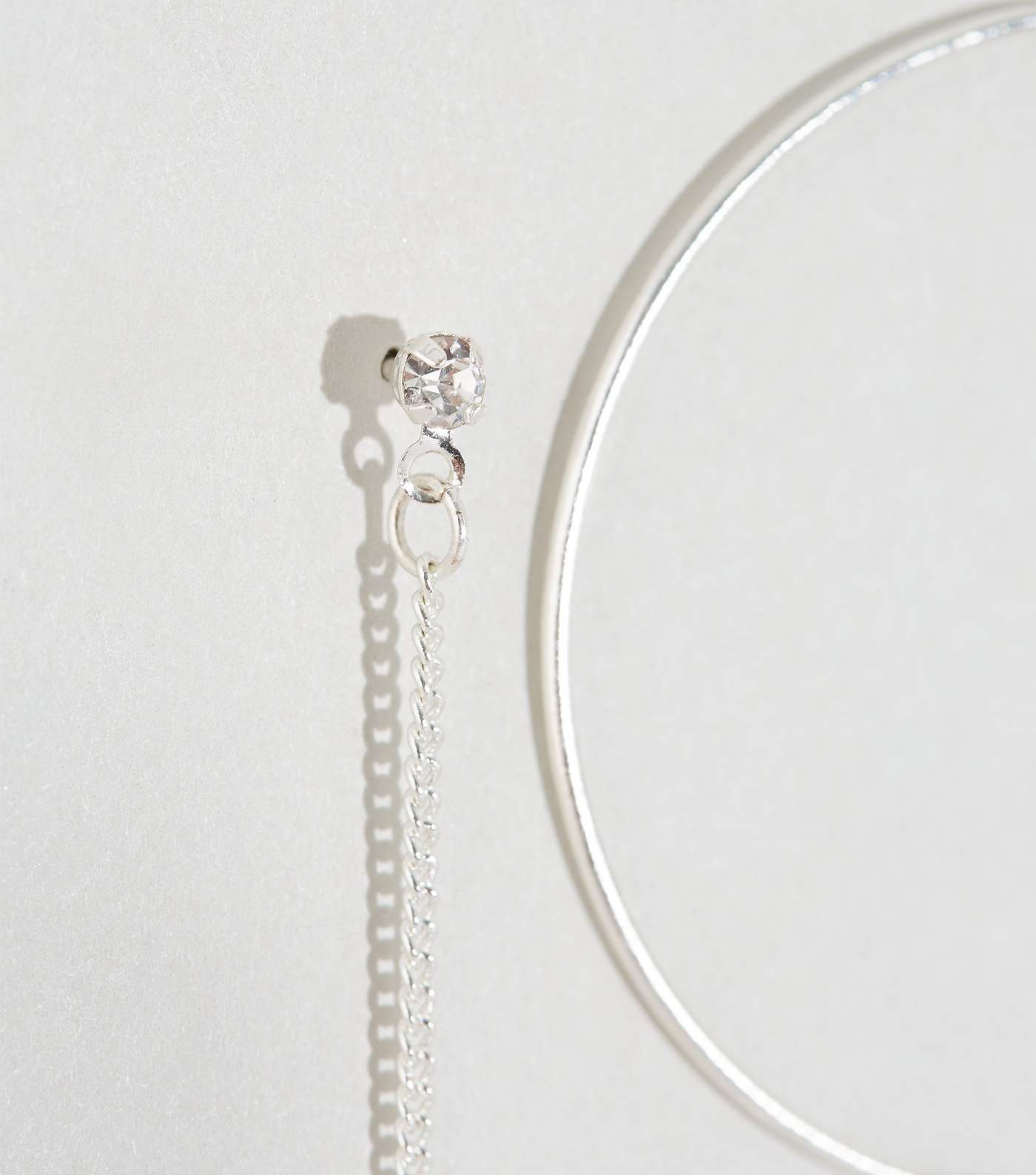 Silver Hoop Drop Earrings Image 3