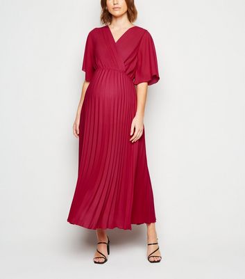 new look red pleated dress