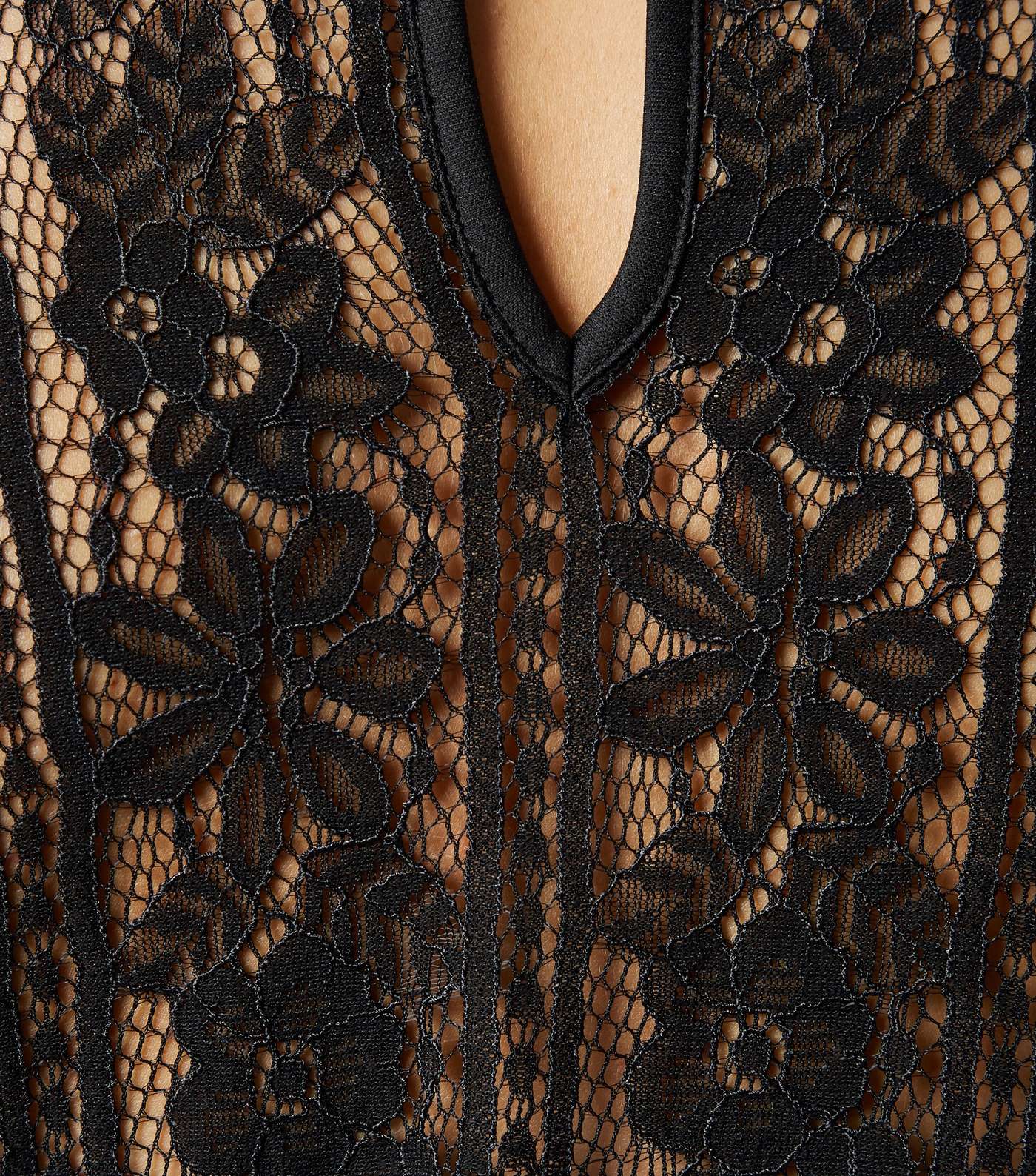 Black Lace Long Sleeve Frill Trim Top Image 6