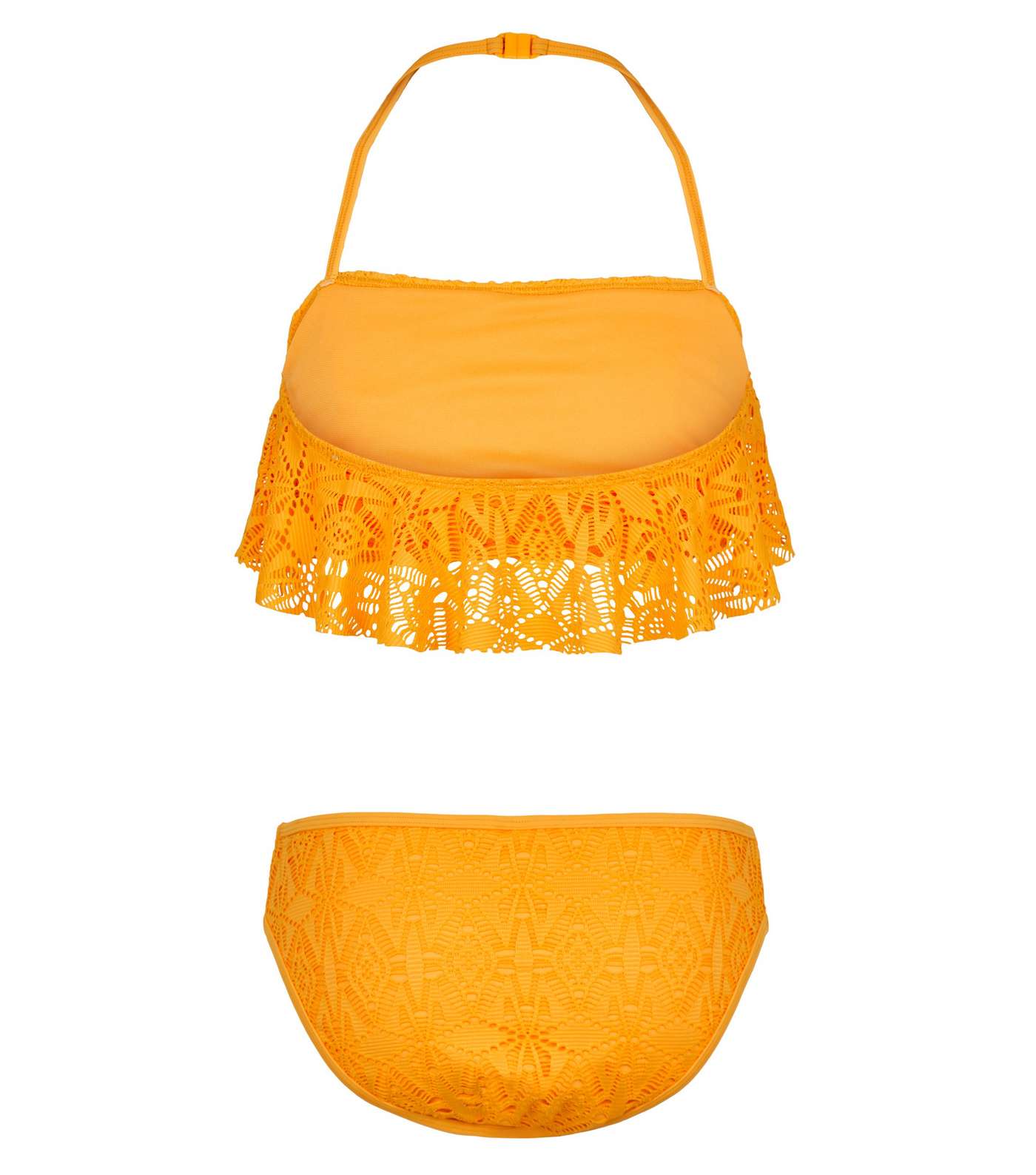 Girls Yellow Crochet Frill Bikini Set Image 2