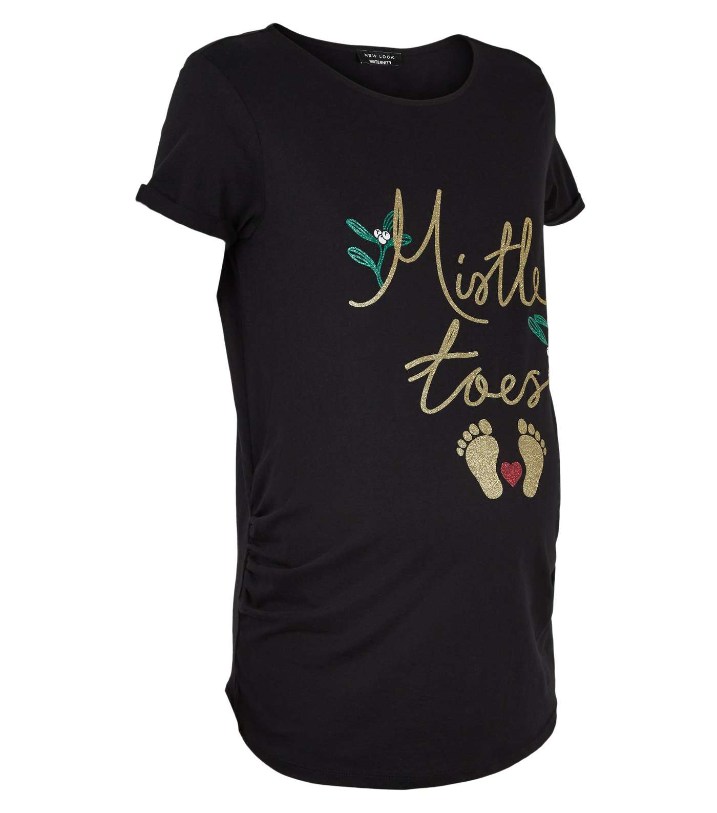 Maternity Black Mistle Toes Slogan Christmas T-Shirt Image 4