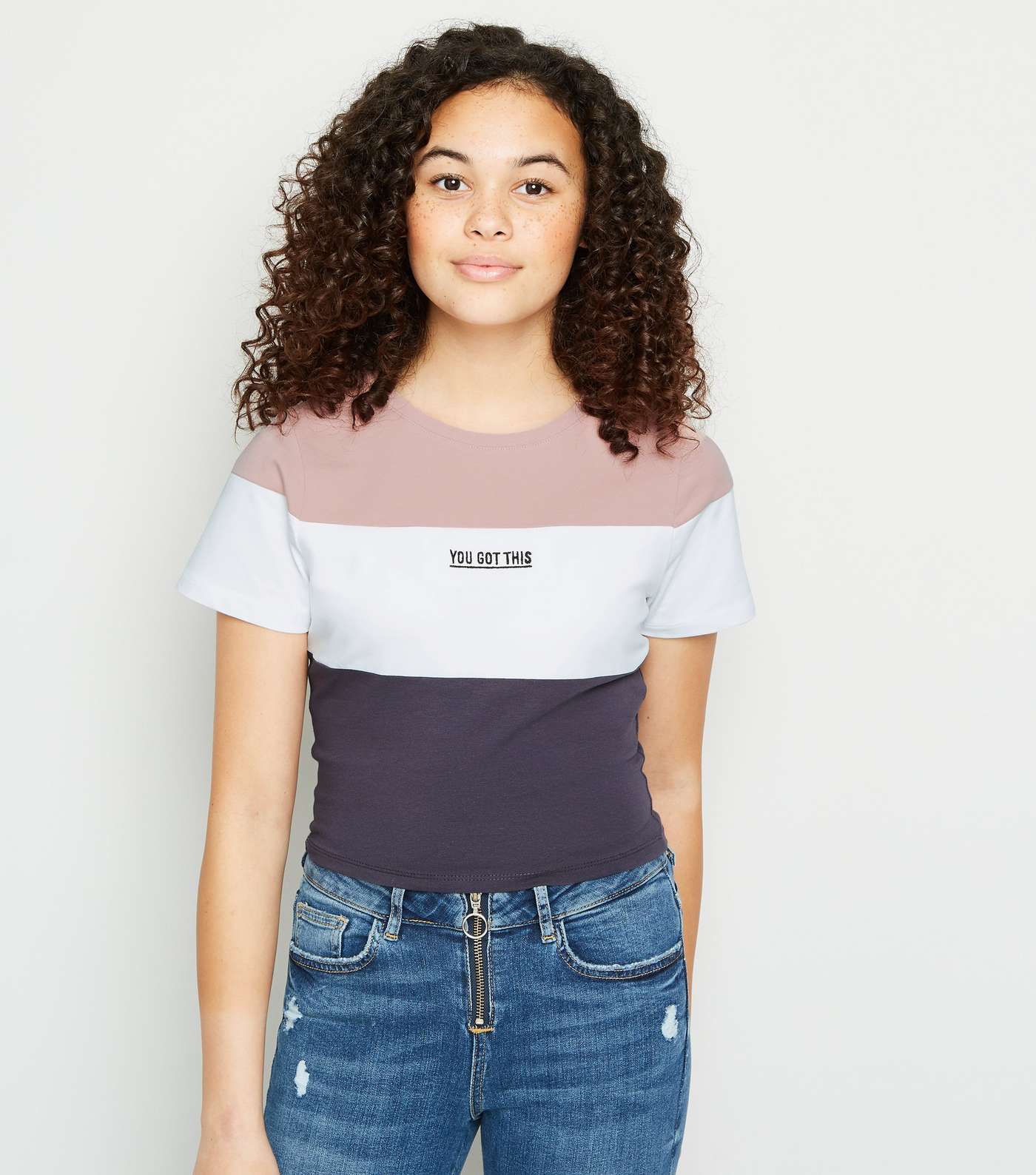 Girls Pink Colour Block Got This Slogan T-Shirt