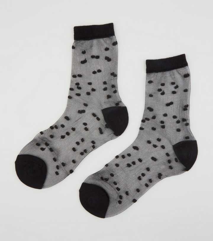 Black Sheer Mesh Polka Dot Socks 