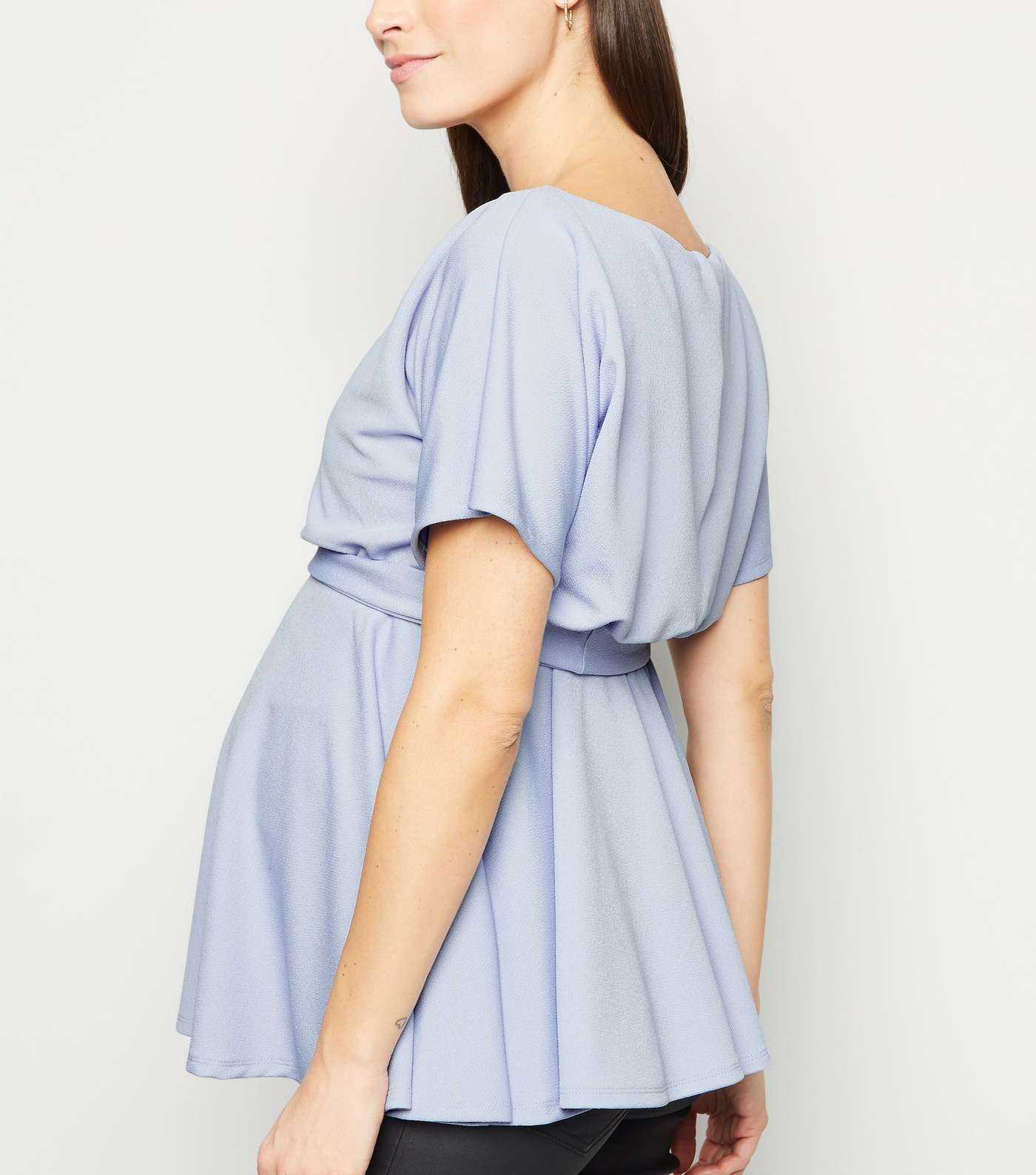 Maternity Pale Blue Batwing Top Image 3