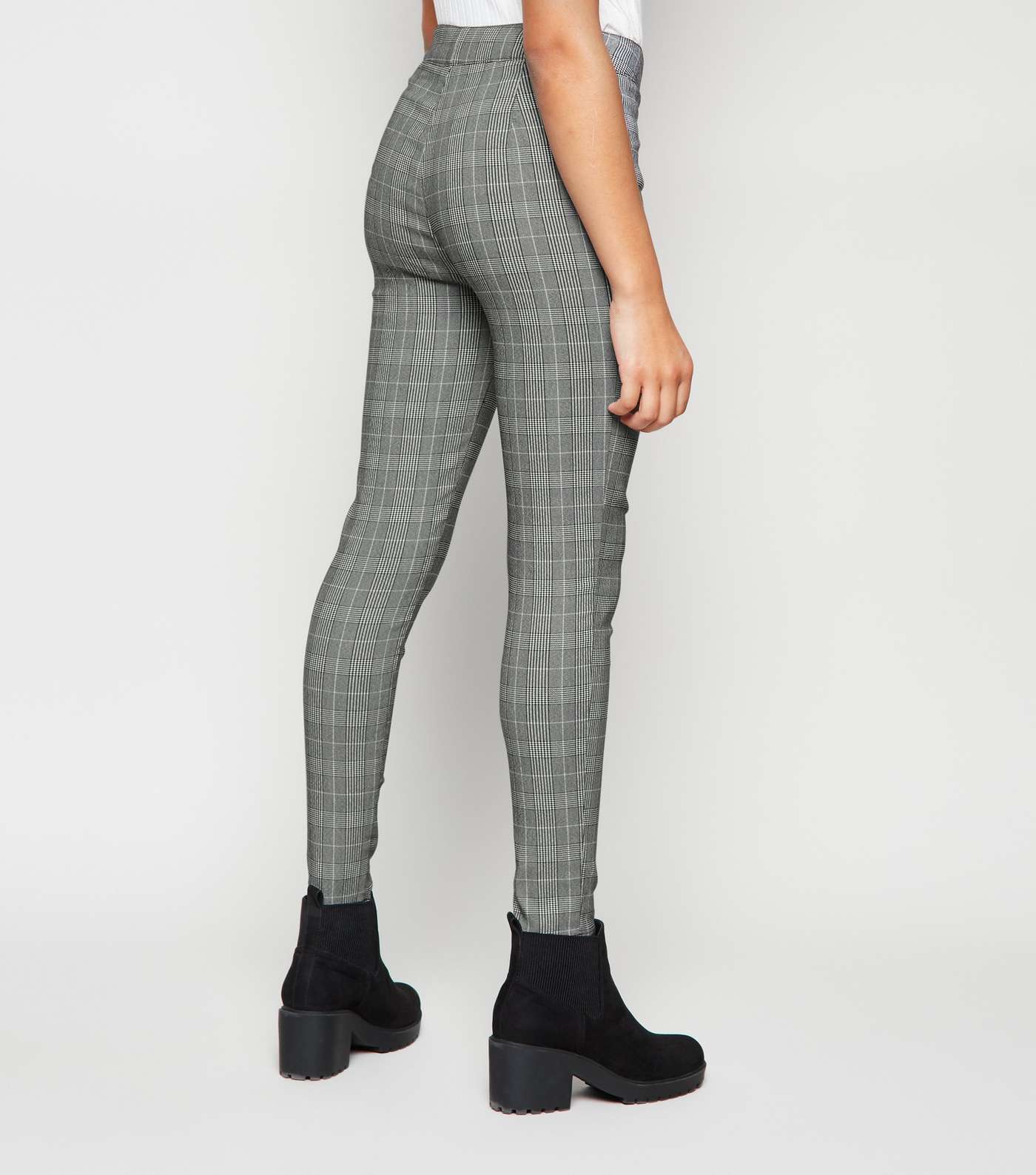 Girls Black Check Zip Front Trousers Image 3