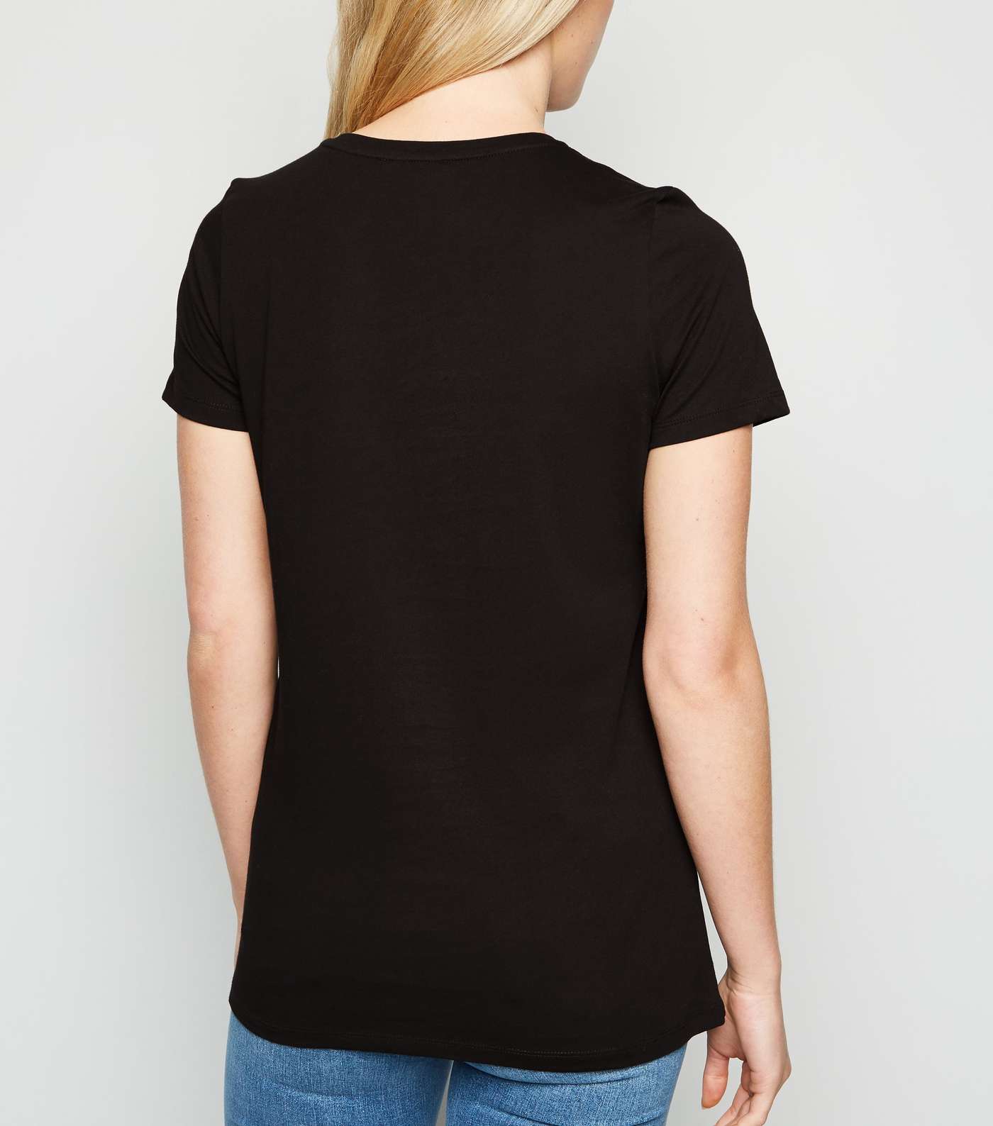 Tall Black Faux Pearl Amour Slogan T-Shirt Image 3