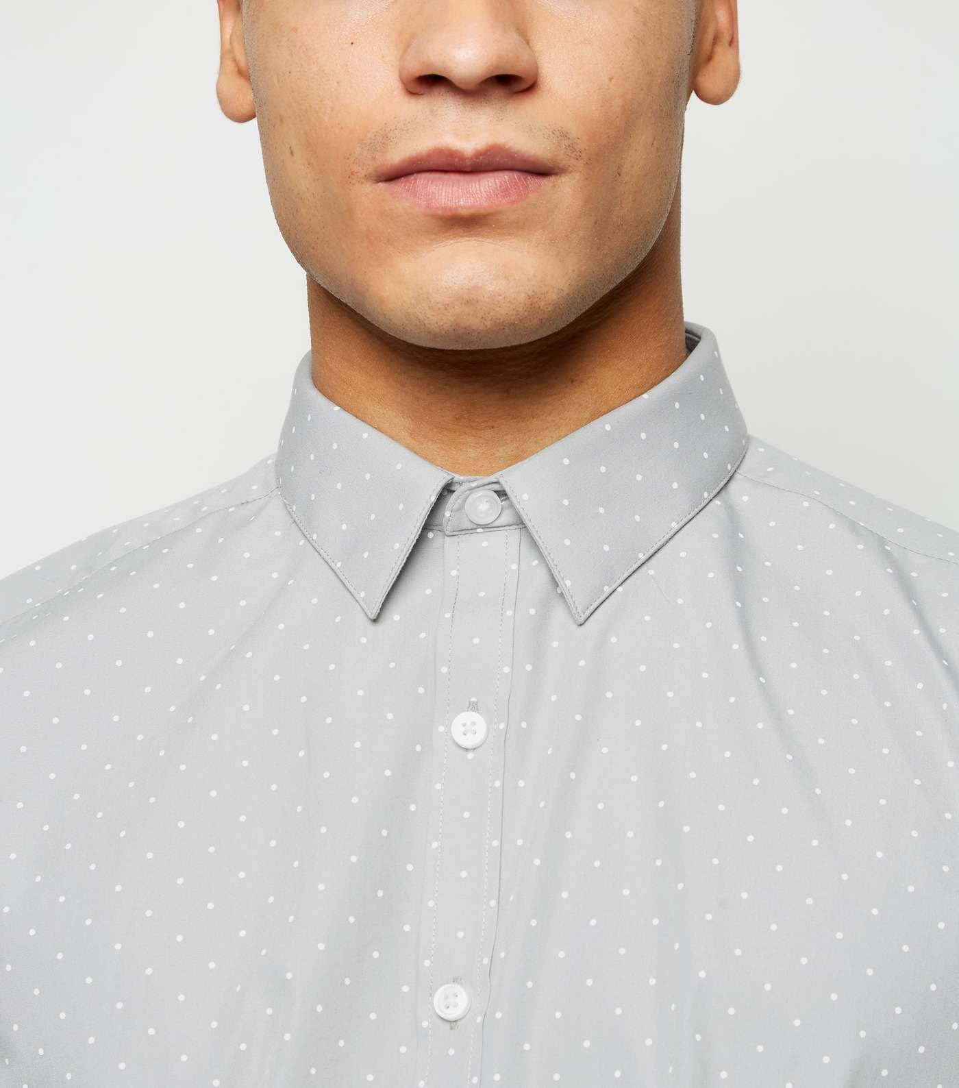 Grey Polka Dot Long Sleeve Poplin Shirt Image 5