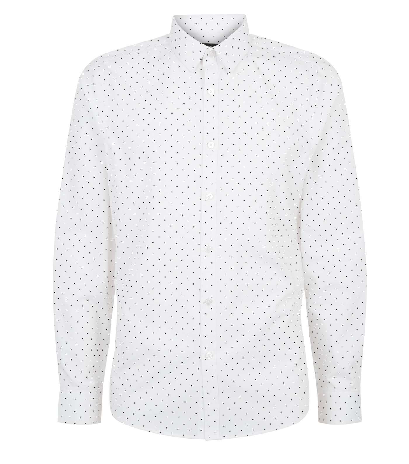 White Polka Dot Long Sleeve Poplin Shirt Image 4