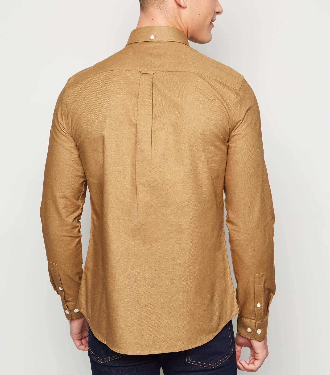 Tan Woven Long Sleeve Oxford Shirt Image 3
