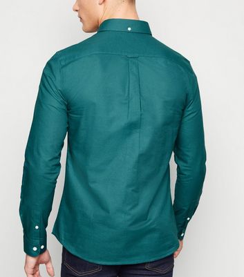 Chemise Oxford bleu turquoise tiss e manches longues New Look