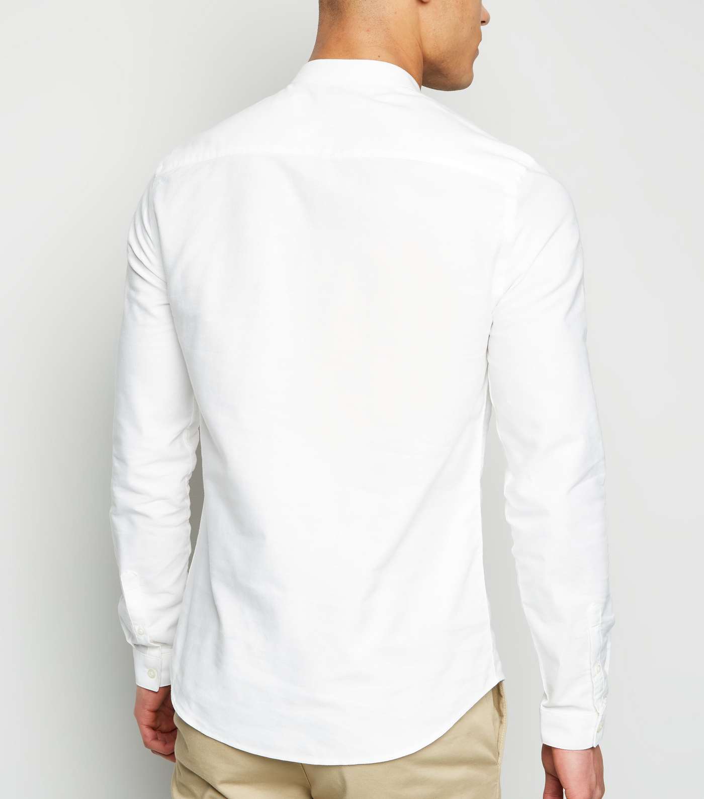 White Long Sleeve Grandad Oxford Shirt Image 3