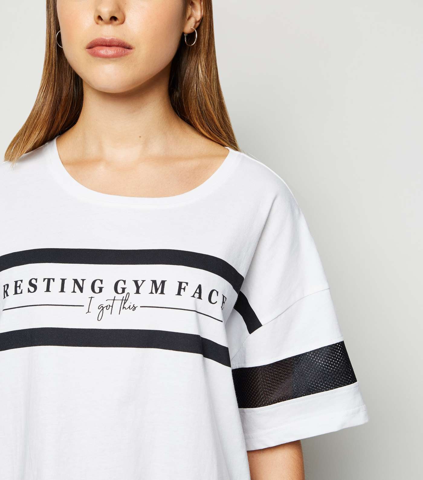 White Resting Gym Face Slogan Pyjama Set  Image 5