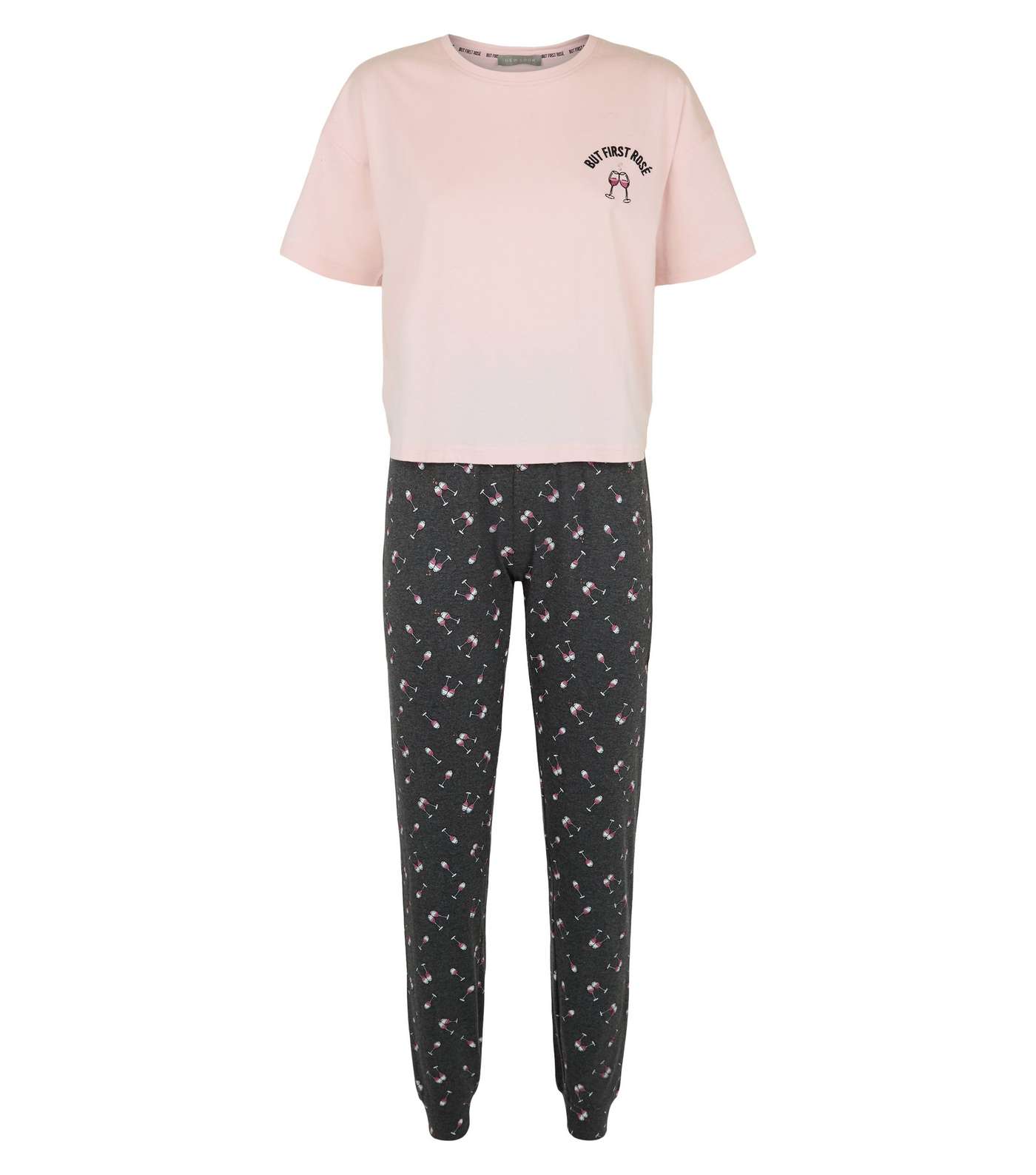 Pale Pink But First Rosé Pyjama Jogger Set Image 4