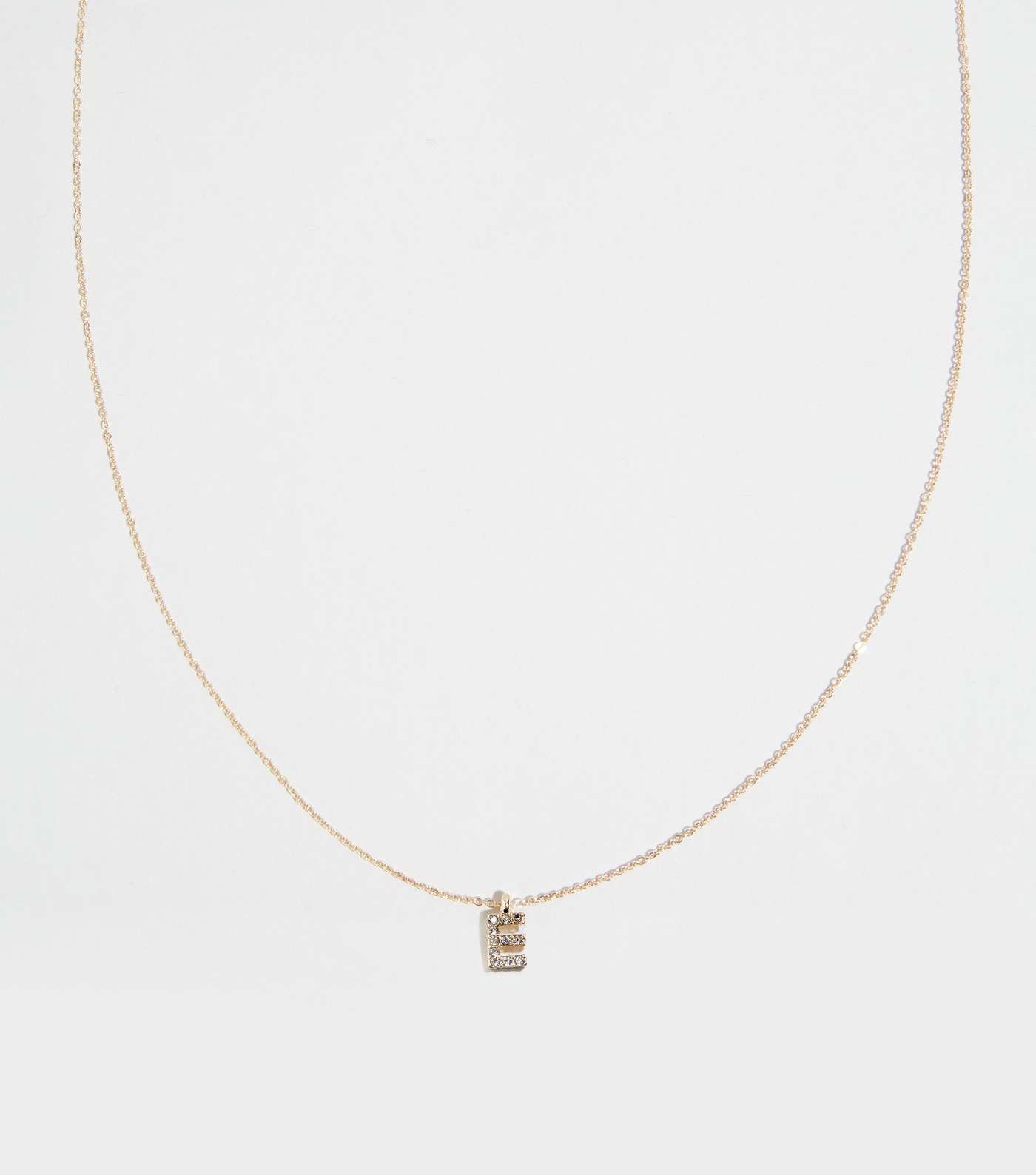 Gold Diamanté E Initial Necklace