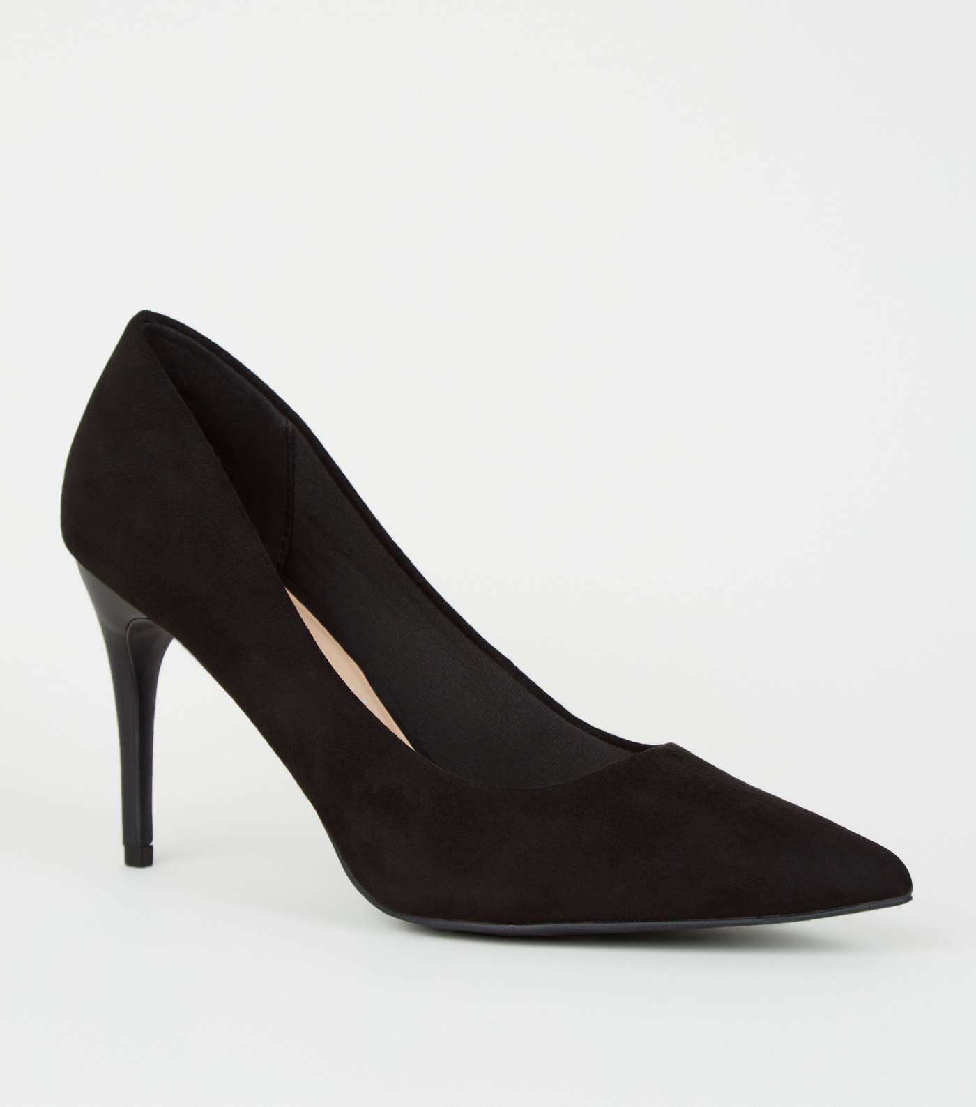 Black Suedette Stiletto Court Shoes