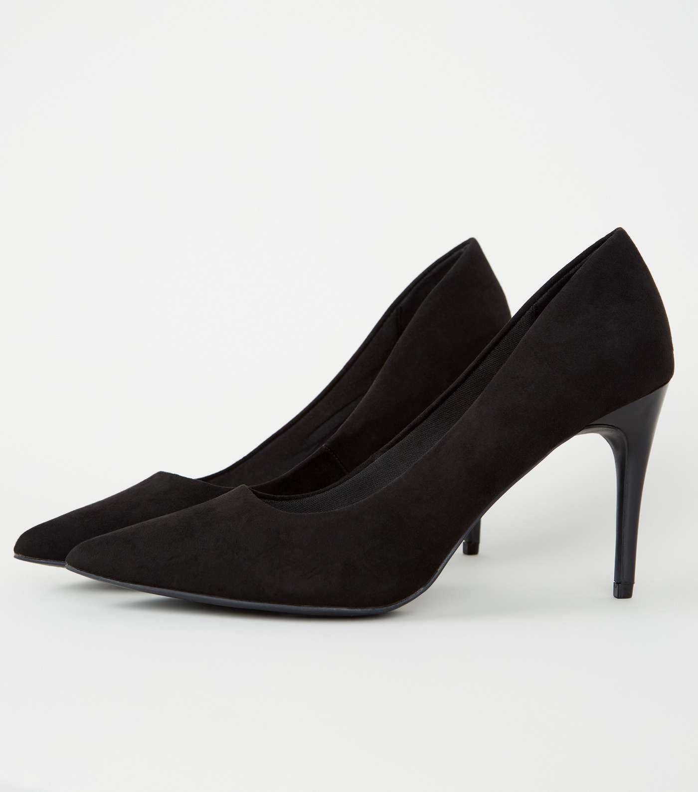 Black Suedette Stiletto Court Shoes Image 3