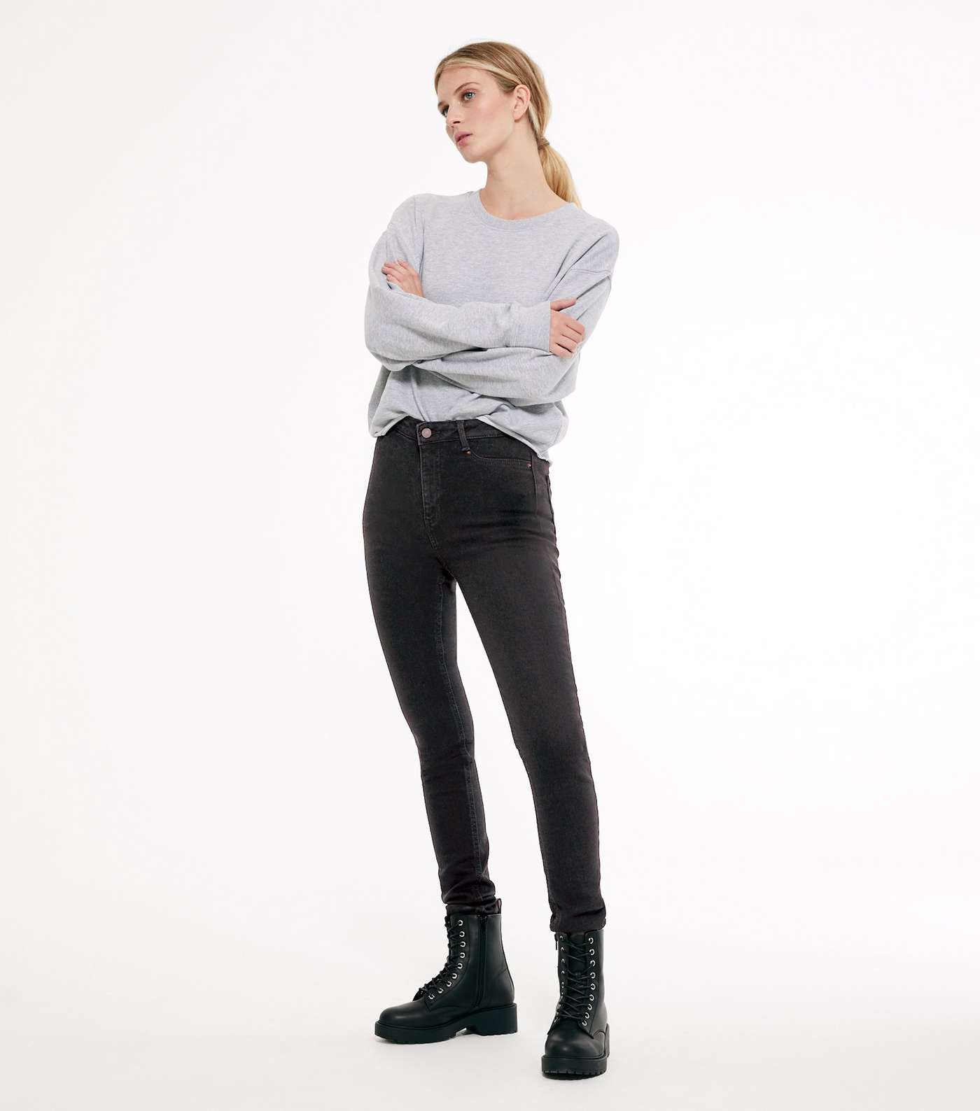 Tall Black High Waist Hallie Super Skinny Jeans