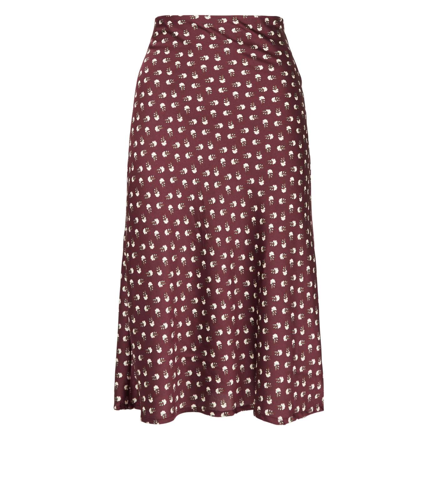Urban Bliss Burgundy Satin Floral Midi Skirt Image 4