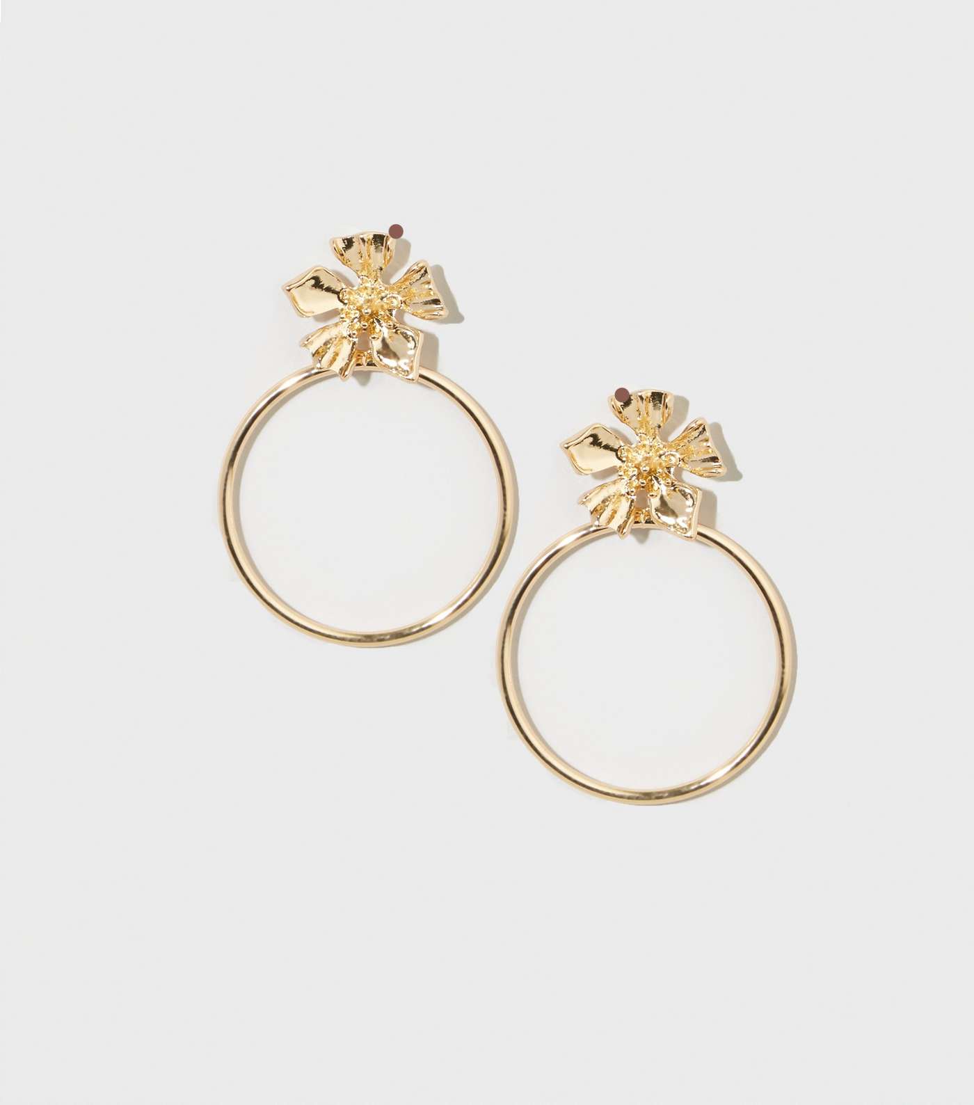Gold Flower Stud Door Knocker Earrings