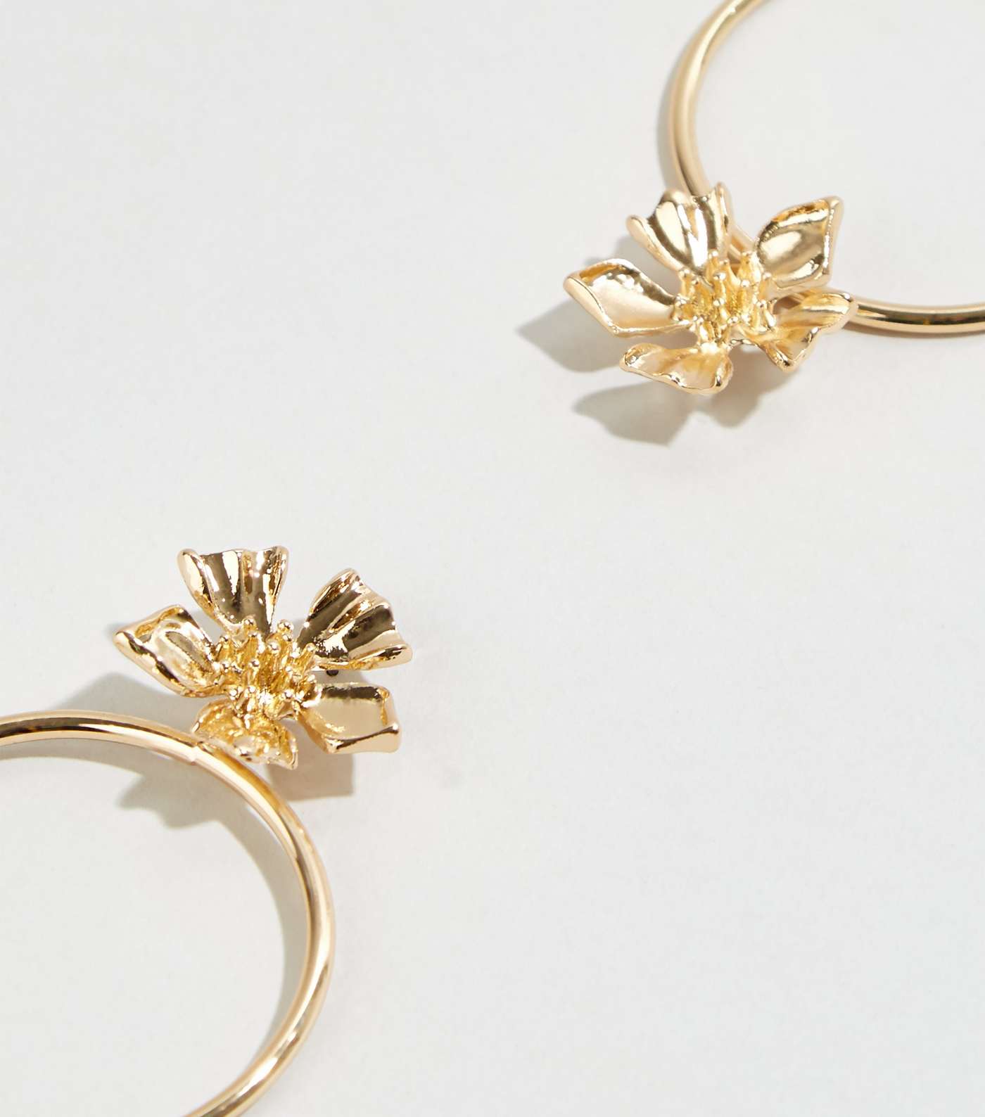 Gold Flower Stud Door Knocker Earrings Image 3
