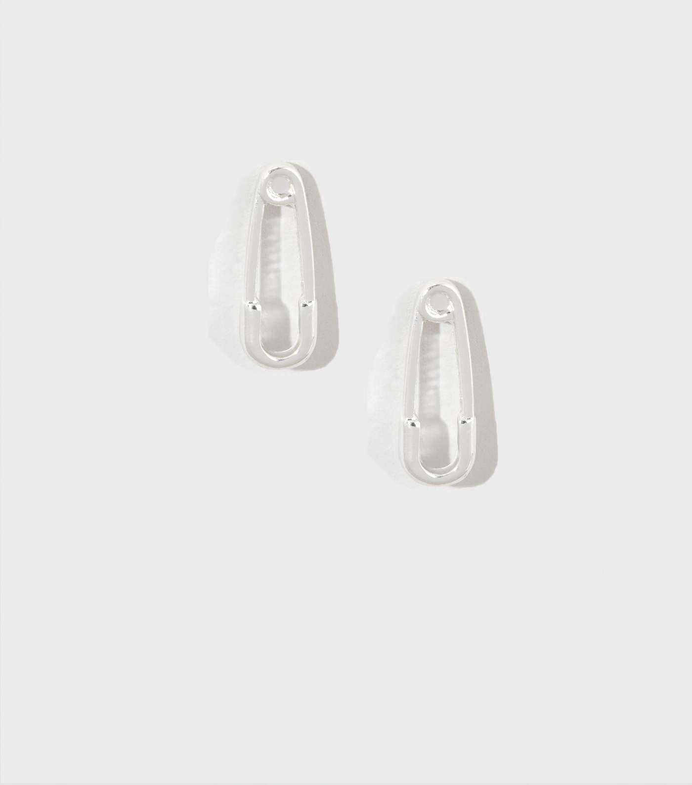 Silver Safety Pin Stud Earrings