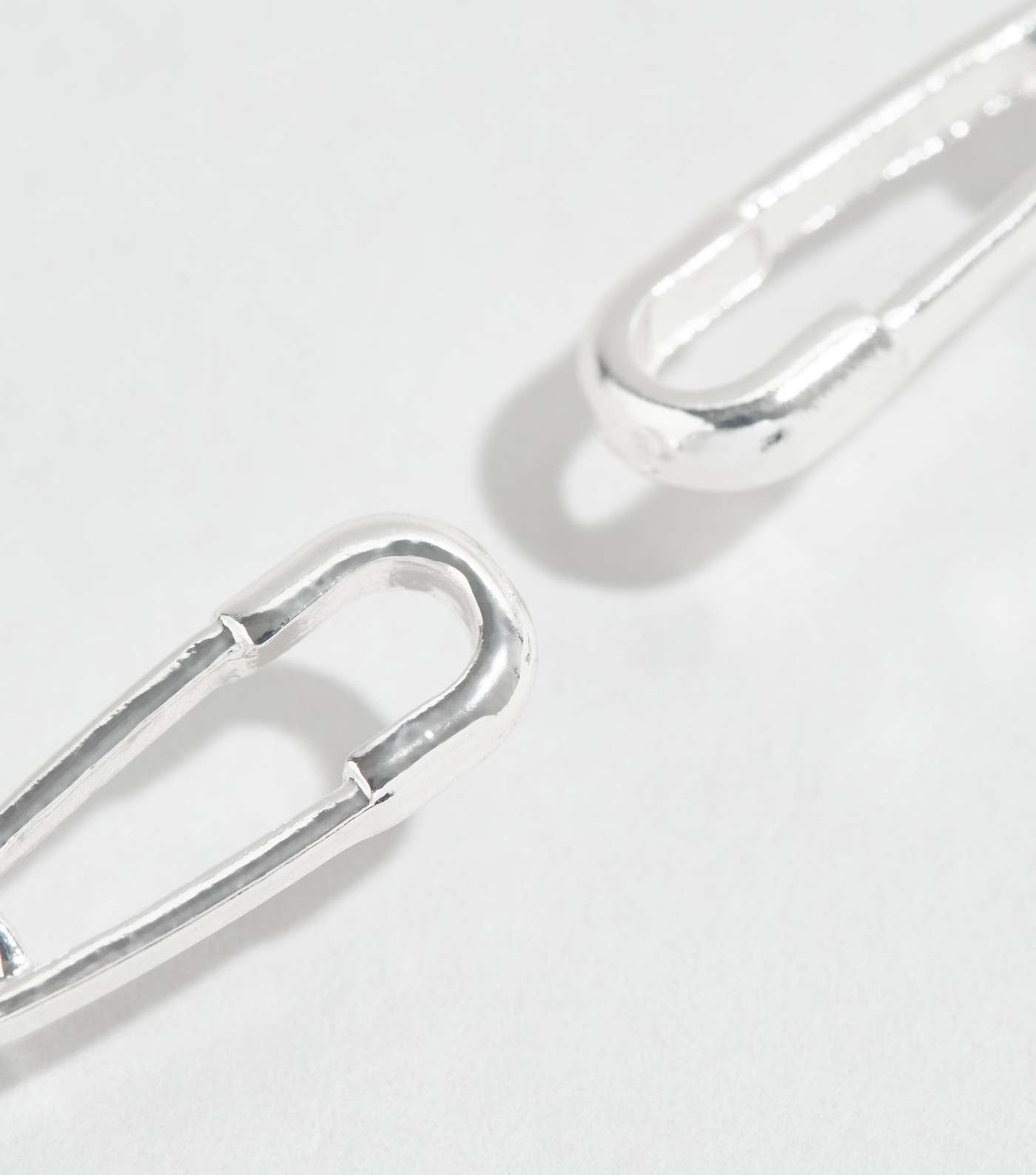 Silver Safety Pin Stud Earrings Image 3