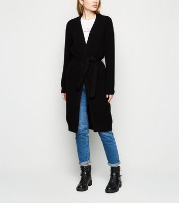 long black belted cardigan