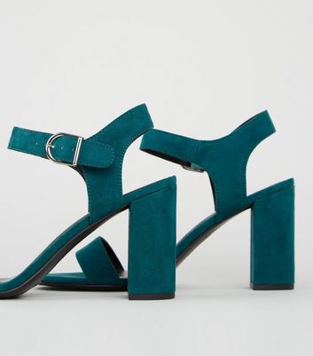 teal block heel shoes