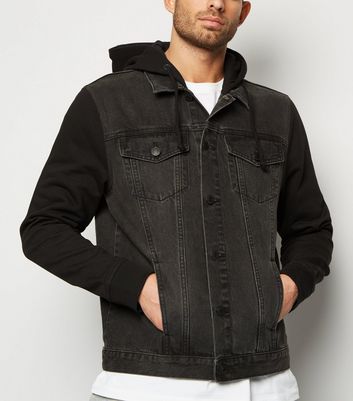 hooded denim shirt