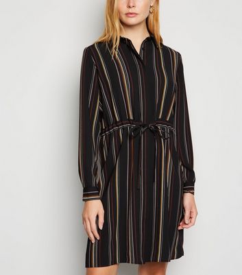 black striped shirt dress