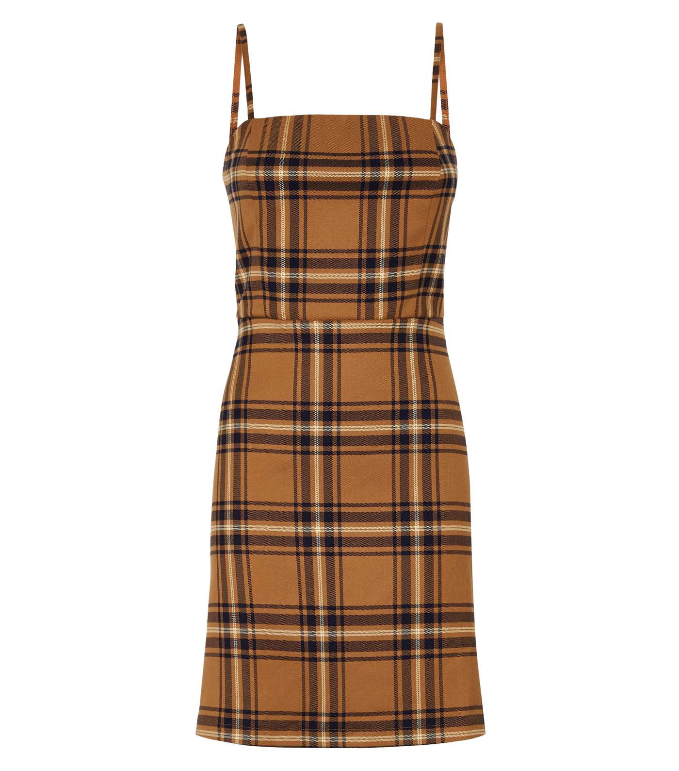 Brown Check Pinafore Dress Image 4