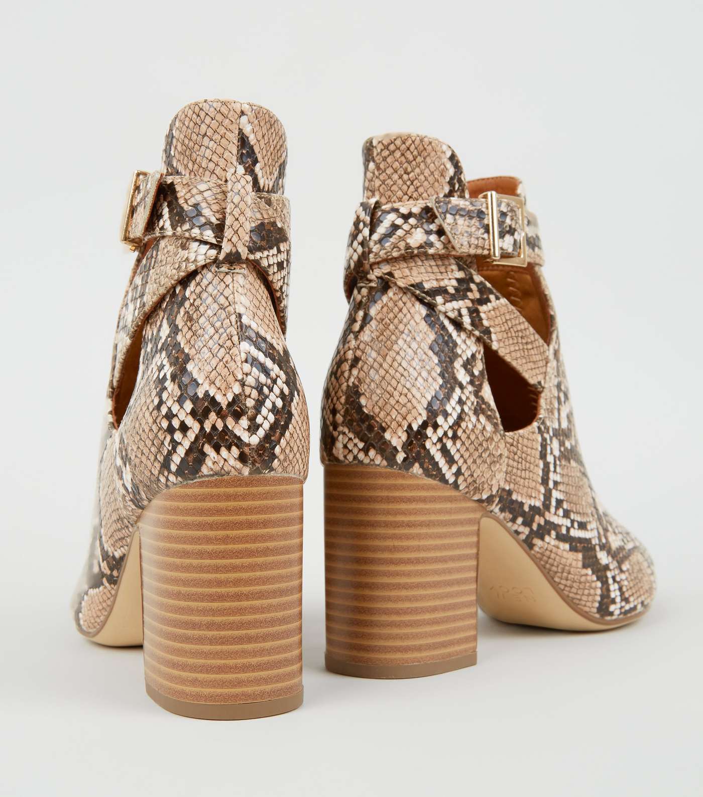 Stone Faux Snake Cut Out Heeled Boots Image 3