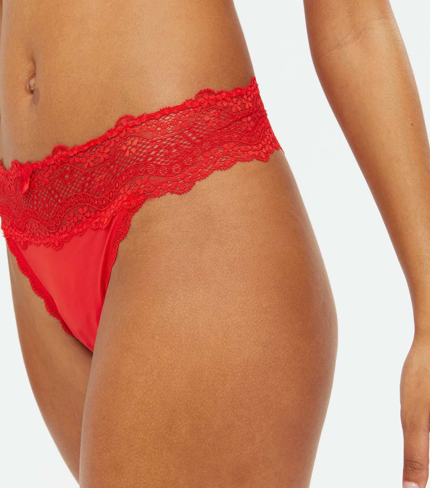 Red Lace Waist Thong Image 4