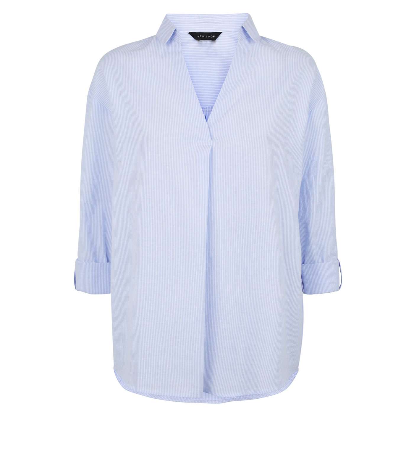 Pale Blue Pinstripe Overhead Shirt Image 4