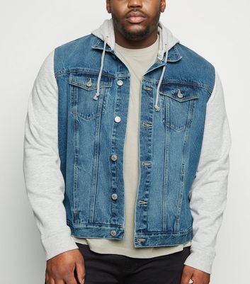 denim jacket with jersey sleeves mens