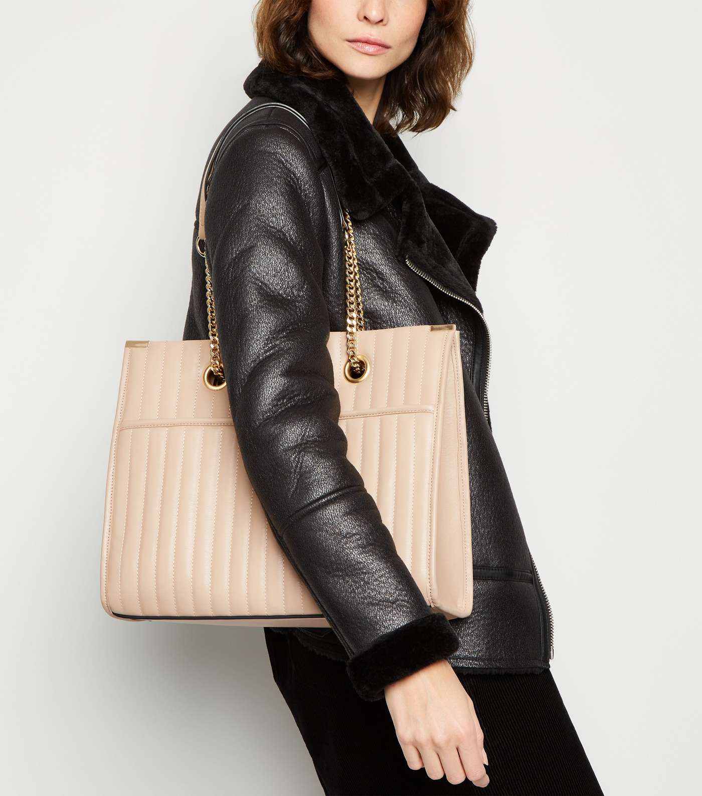 Camel Leather-Look Quilted Tote Bag Image 2