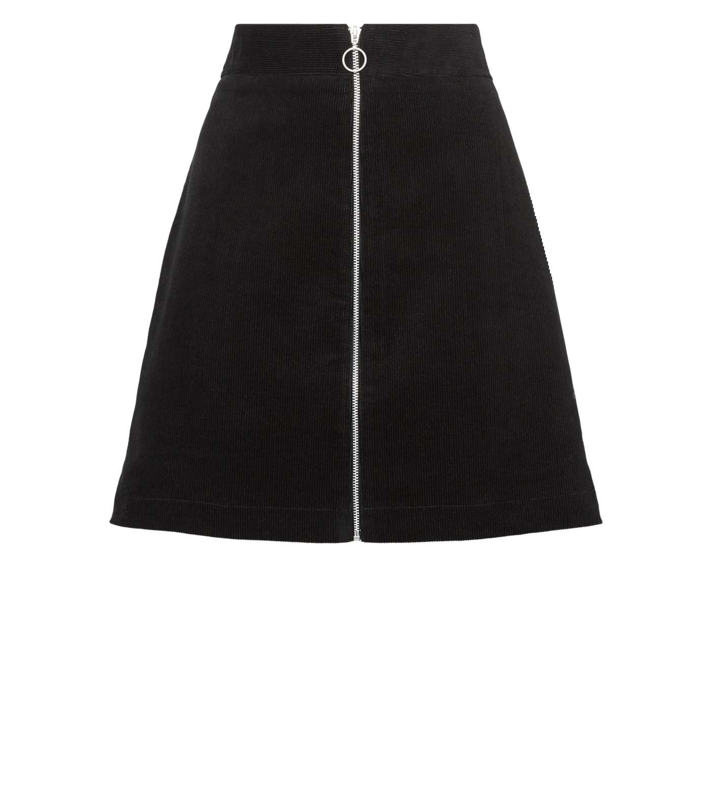 Black Cord Zip Front Mini Skirt Image 4