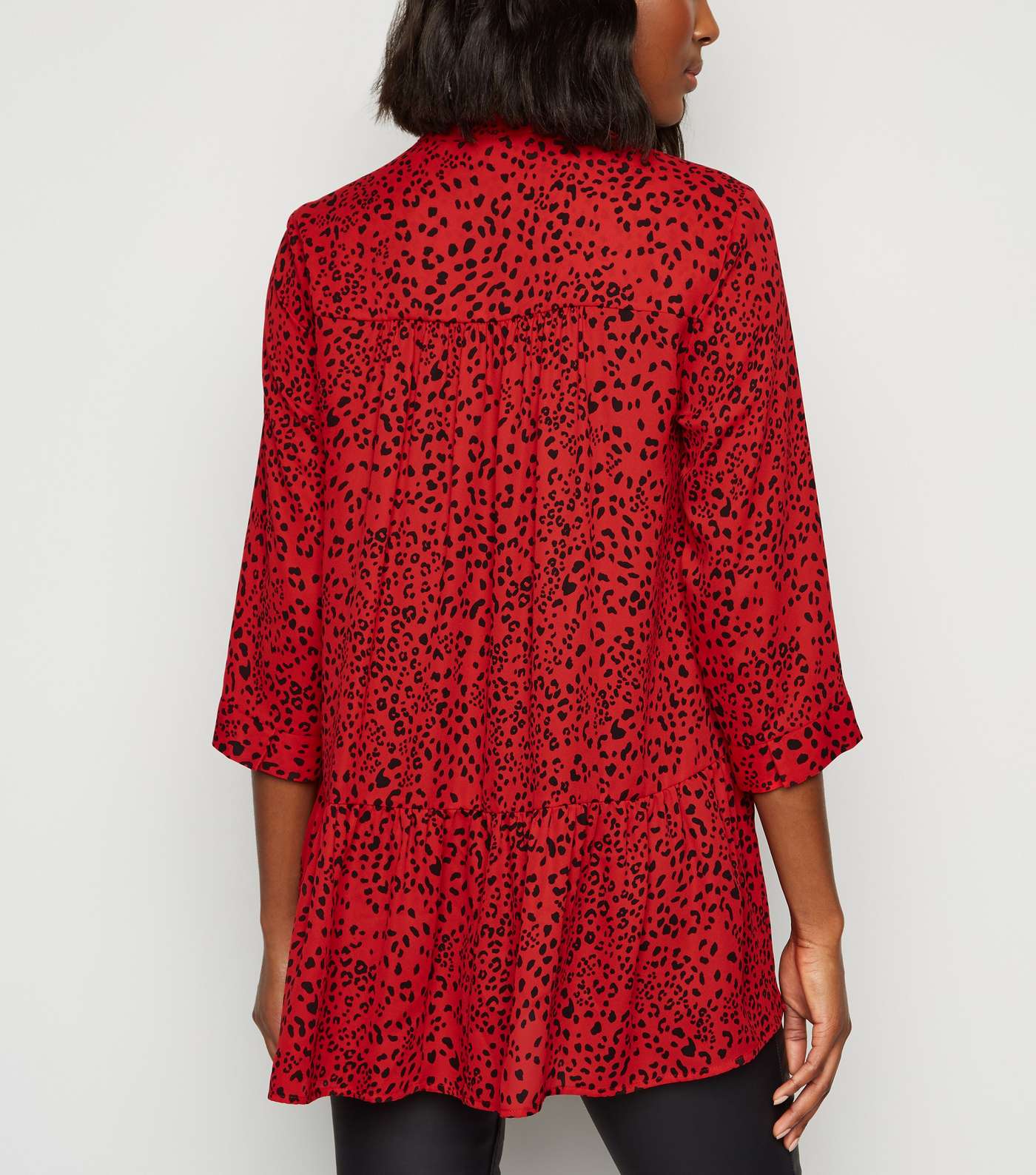 Red Leopard Print Peplum Shirt  Image 3